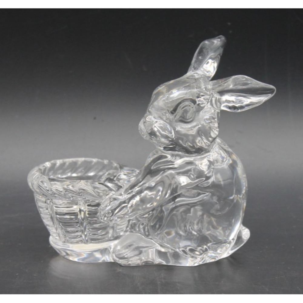 Nachtmann Lead Crystal Bunny Rabbit Basket Figurine Germany Easter Trinket Dish